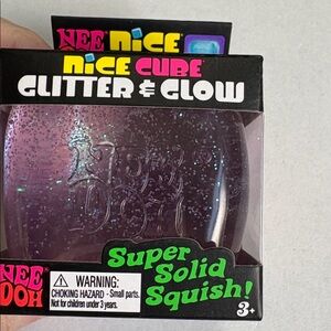 New! NeeDoh Nice Cube Glitter & Glow Squishy Toy~Purple
